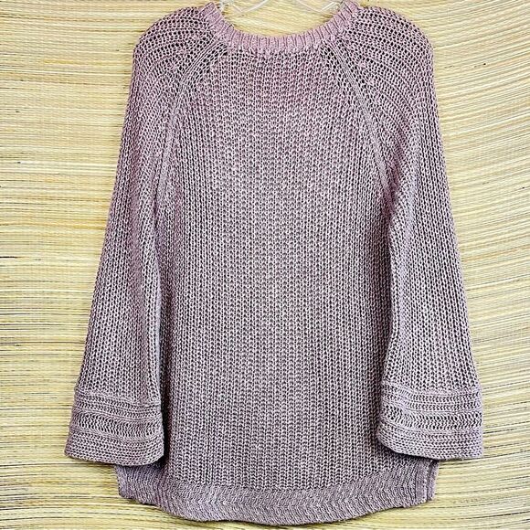 Madewell Coffeehouse Brown Linen Blend Knit Pullover Sweater Jumper Beige Size M - Picture 4 of 9